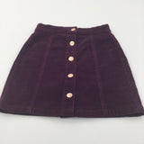 Burgundy Corduroy Skirt with Adjustable Waistband - Girls 8-9 Years