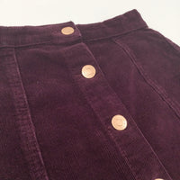 Burgundy Corduroy Skirt with Adjustable Waistband - Girls 8-9 Years