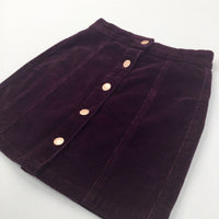 Burgundy Corduroy Skirt with Adjustable Waistband - Girls 8-9 Years