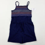 **NEW** Shirred Navy Jersey Playsuit - Girls 5-6 Years
