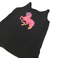 Unicorn Pink & Black Vest Top - Girls 10-11 Years