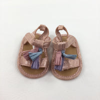 Colourful Tassels Glittery Pink Sandals - Girls 0-3 Months