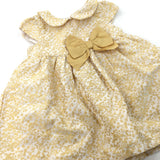 Gold & White Bow Dress - Girls 9-12 Months