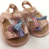 Colourful Tassels Glittery Pink Sandals - Girls 0-3 Months