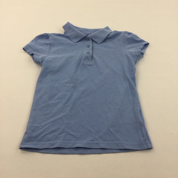 Blue School Polo Shirt with Frilly Collar - Girls 7-8 Years