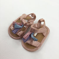 Colourful Tassels Glittery Pink Sandals - Girls 0-3 Months