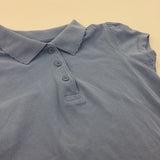Blue School Polo Shirt with Frilly Collar - Girls 7-8 Years