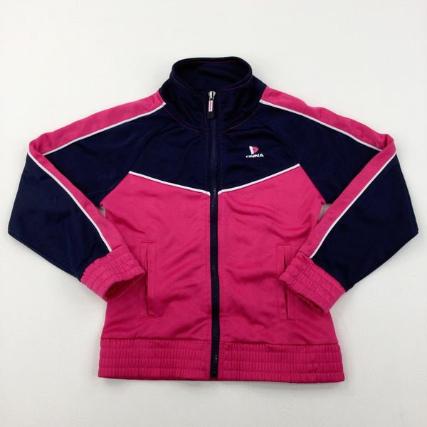 Pink & Navy Tracksuit Top - Girls 5-6 Years