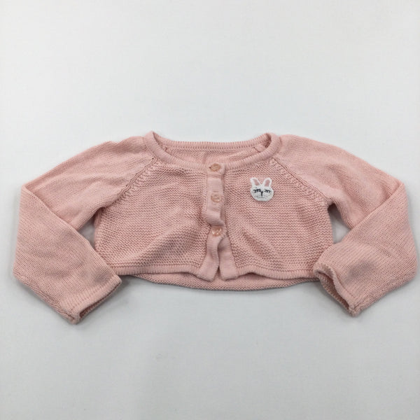 Rabbit Embroidered Pale Peach Knitted Bolero Cardigan - Girls 9-12 Months