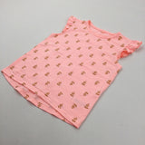 Glittery Flowers Peach T-Shirt - Girls 5-6 Years