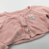 Rabbit Embroidered Pale Peach Knitted Bolero Cardigan - Girls 9-12 Months