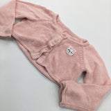 Rabbit Embroidered Pale Peach Knitted Bolero Cardigan - Girls 9-12 Months