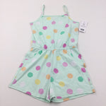 **NEW** Colourful Spots Pale Green Jersey Playsuit - Girls 8-9 Years