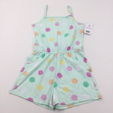 **NEW** Colourful Spots Pale Green Jersey Playsuit - Girls 8-9 Years