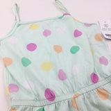 **NEW** Colourful Spots Pale Green Jersey Playsuit - Girls 8-9 Years