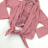 Drape Front Red & White Stripe Cardigan  - Girls 3-4 Years