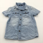 Light Blue Denim Effect Cotton Shirt - Boys 18-24 Months