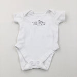 'Super Cute & Best Friends' Elephant & Zebra White Short Sleeve Bodysuit - Boys/Girls Newborn