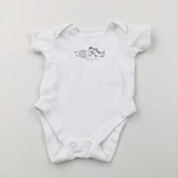 'Super Cute & Best Friends' Elephant & Zebra White Short Sleeve Bodysuit - Boys/Girls Newborn