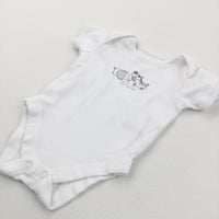 'Super Cute & Best Friends' Elephant & Zebra White Short Sleeve Bodysuit - Boys/Girls Newborn