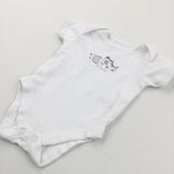 'Super Cute & Best Friends' Elephant & Zebra White Short Sleeve Bodysuit - Boys/Girls Newborn