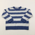 Blue & White Striped Knitted Jumper- Boys 3-4 Years