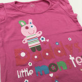 'Daddy's Little Monster' Glittery Hot Pink T-Shirt - Girls 9-12 Months