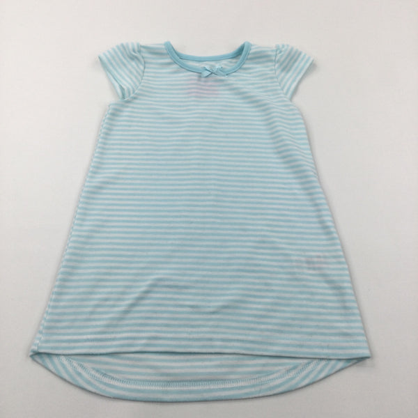 Blue & White Striped Polyester Nightie - Girls 9-12 Months