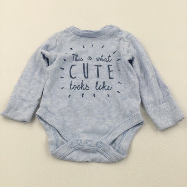 'This Is What Cute Looks Like' Blue Striped Long Sleeve Bodysuit - Boys Newborn