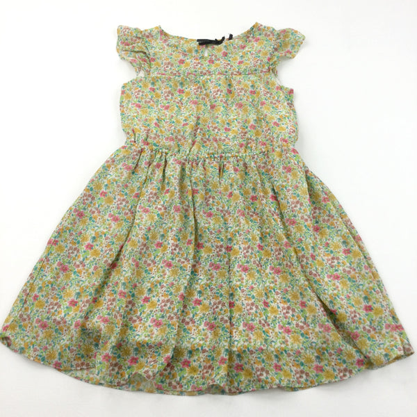 Colourful Flowers Polyester Sun/Party Dress - Girls 9 Years