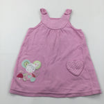 Mouse Appliqued Pink Jersey Dress - Girls 9-12 Months