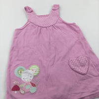 Mouse Appliqued Pink Jersey Dress - Girls 9-12 Months