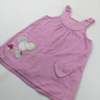 Mouse Appliqued Pink Jersey Dress - Girls 9-12 Months