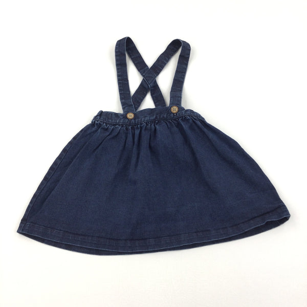 Dark Denim Skirt with Braces - Girls 3-4 Years