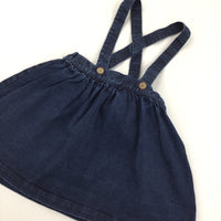 Dark Denim Skirt with Braces - Girls 3-4 Years