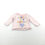 'Cuddles With Nanna Glittery Pink & White Striped Top - Girls 0-3 Months