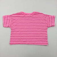 Pink Striped Cropped T-Shirt - Girls 5-6 Years
