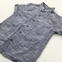 Blue Cotton Short Sleeve Shirt- Boys 3-4 Years