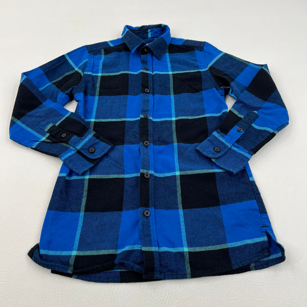 Navy & Blue Checked Brushed Cotton Shirt - Boys 9 Years