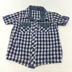 Navy & White Checked Cotton Shirt - Boys 12-18 Months