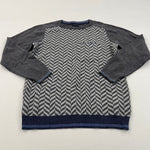 Grey ZigZag Pattern Lightweight Knitted Jumper - Boys 9 Years