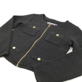 Black Quilted Cropped Jersey Jacket - Girls 9-10 Years