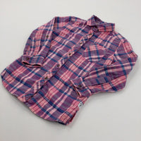 Pink & Blue Checked Long Sleeve Shirt - Girls 5-6 Years