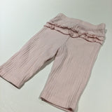 Pink Ribbed Leggings with Frilly Bottom - Girls 3-6 Months
