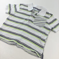 Grey, Lime Green & White Polo Shirt - Boys 12-18 Months