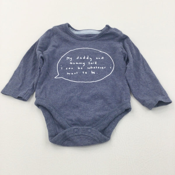 'My Mummy & Daddy Said…' Blue Long Sleeve Bodysuit - Boys 0-3 Months