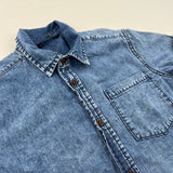 Denim Effect Cotton Shirt - Boys 9-10 Years