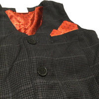 Black Checked Waistcoat with Orange Faux Handkerchief - Boys 4-6 Months