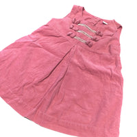 Bows Pink Lightweight Corduroy Pinafore Dress - Girls 9-12 Months