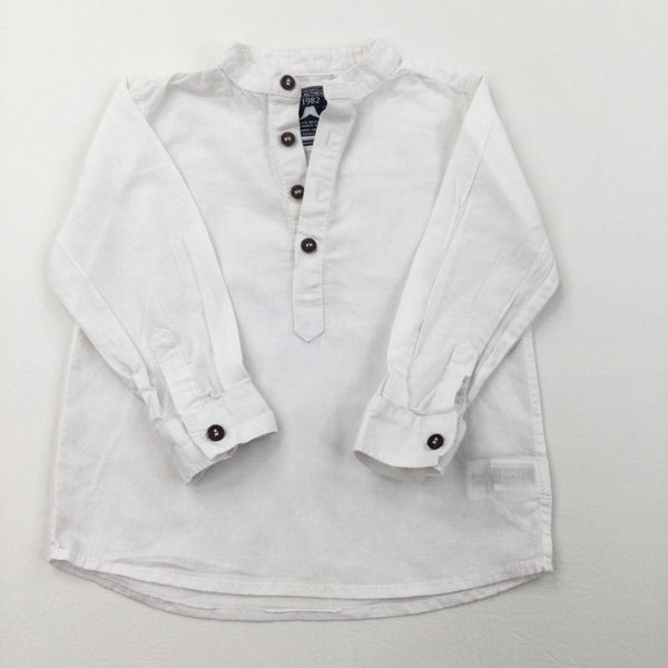 Half Button White Long Sleeve Shirt - Boys 18-24 Months